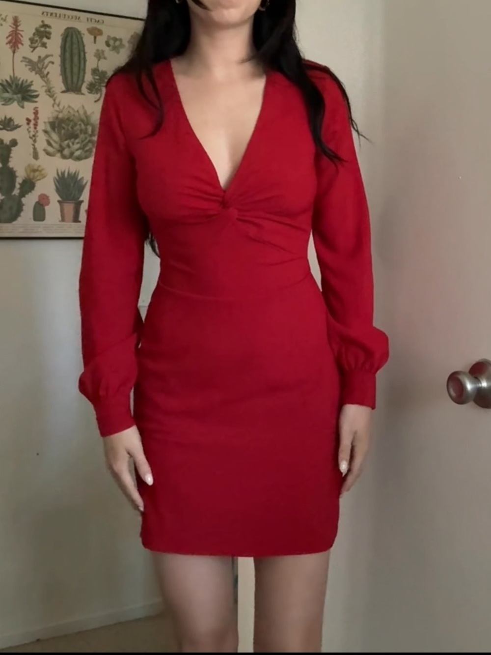 Twist Front Red Cocktail Dress